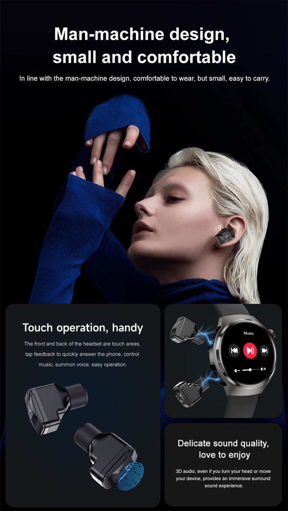Headphones smart watch 2-in-1